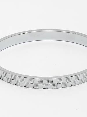 Men set of 2 rhodium-plated stainless steel kada bracelet 4