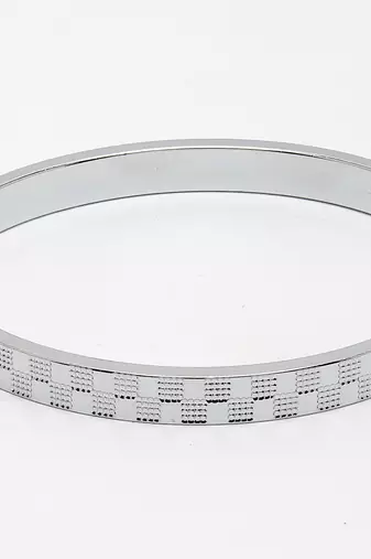 Men set of 2 rhodium-plated stainless steel kada bracelet