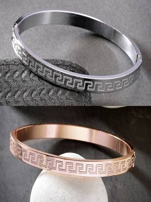 Men set of 2 rhodium-plated stainless steel kada bracelet 1