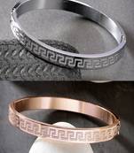 Men set of 2 rhodium-plated stainless steel kada bracelet