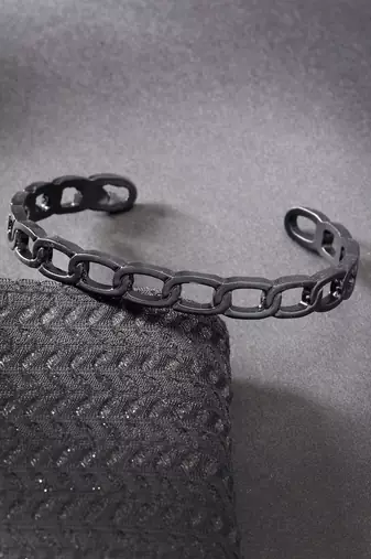 Men black rhodium-plated metal cuff bracelet