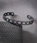 Men black rhodium-plated metal cuff bracelet