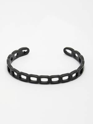 Men black rhodium-plated metal cuff bracelet 2