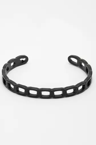 Men black rhodium-plated metal cuff bracelet