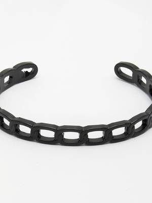 Men black rhodium-plated metal cuff bracelet 3