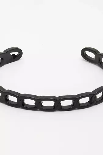 Men black rhodium-plated metal cuff bracelet