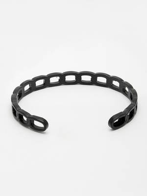 Men black rhodium-plated metal cuff bracelet 4