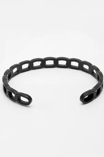 Men black rhodium-plated metal cuff bracelet