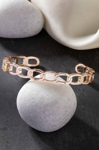 Men rose gold metal cuff bracelet