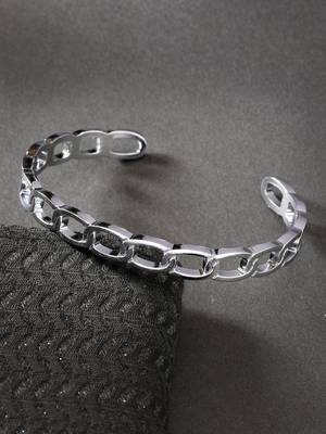 Men silver-plated metal cuff bracelet 1