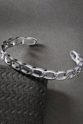 Men silver-plated metal cuff bracelet