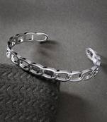 Men silver-plated metal cuff bracelet