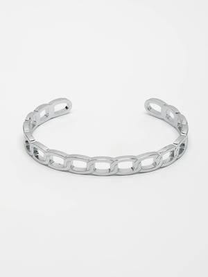 Men silver-plated metal cuff bracelet 2
