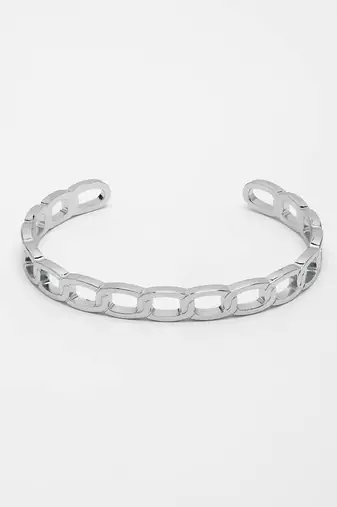 Men silver-plated metal cuff bracelet