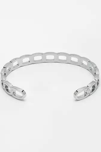 Men silver-plated metal cuff bracelet