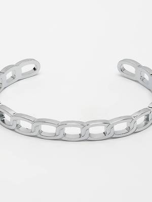 Men silver-plated metal cuff bracelet 4