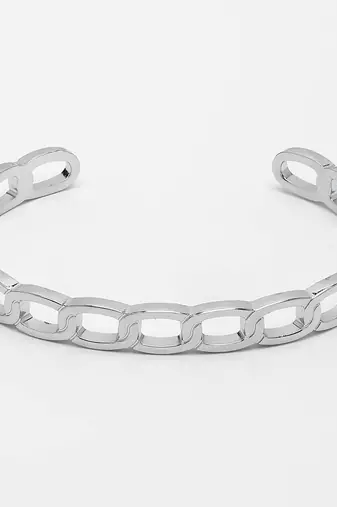 Men silver-plated metal cuff bracelet