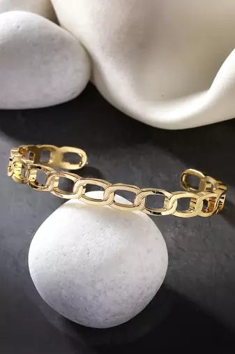 Men set of 2 gold & black rhodium-plated  metal cuff bracelet