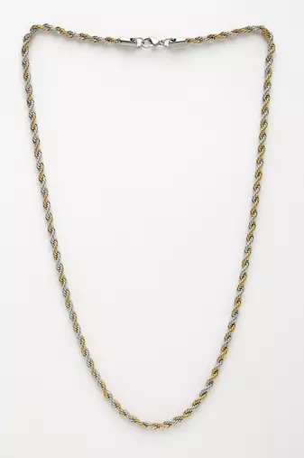 Men rhodium-plated stainless steel chain
