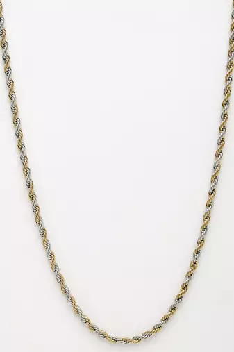 Men rhodium-plated stainless steel chain