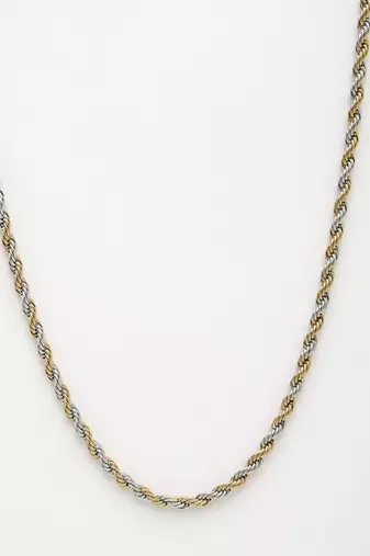 Men rhodium-plated stainless steel chain