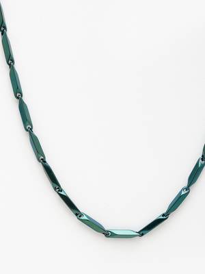 Men green rhodium-plated  stainless steel chain 3