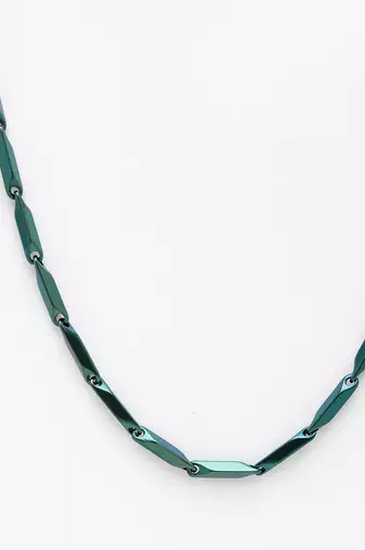 Men green rhodium-plated  stainless steel chain