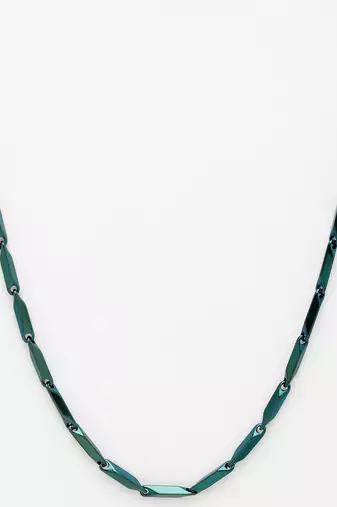Men green rhodium-plated  stainless steel chain