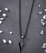 Men black rhodium-plated arrow-shaped pendant with chain