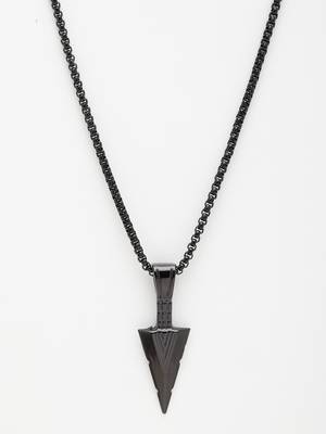 Men black rhodium-plated arrow-shaped pendant with chain 4