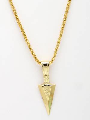 Men gold-plated arrow-shaped pendant with chain 2