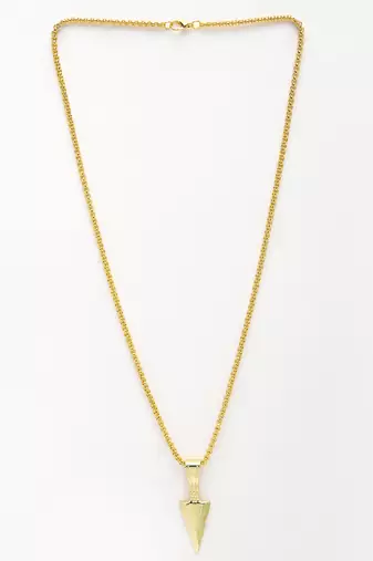 Men gold-plated arrow-shaped pendant with chain