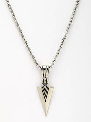Men silver-plated arrow-shaped pendant with chain 2