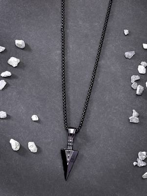 Men set of 3 multicolor rhodium-plated arrow-shaped pendant with chain 2