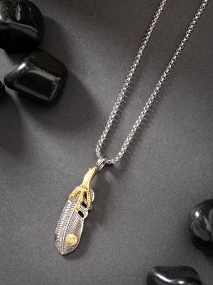 Men silver-plated  stainless steel pendant with chain 1