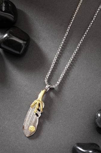 Men silver-plated  stainless steel pendant with chain