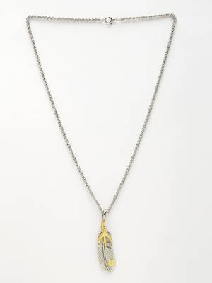 Men silver-plated  stainless steel pendant with chain 4