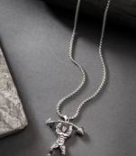 Men silver-plated  stainless steel hanuman pendant with chain