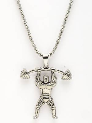 Men silver-plated  stainless steel hanuman pendant with chain 2