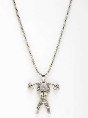 Men silver-plated  stainless steel hanuman pendant with chain 3