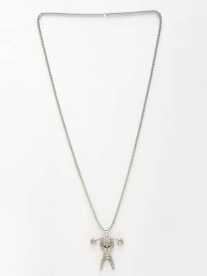 Men silver-plated  stainless steel hanuman pendant with chain 4