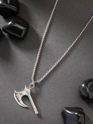Men silver-plated  stainless steel pendant with chain 1