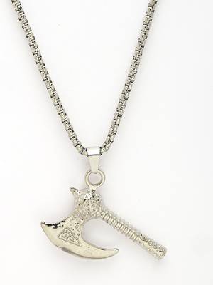 Men silver-plated  stainless steel pendant with chain 2