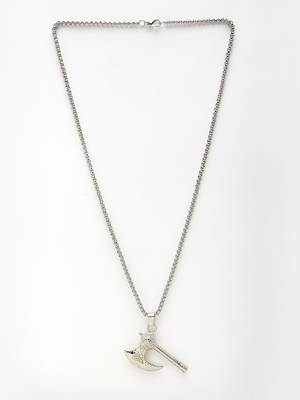 Men silver-plated  stainless steel pendant with chain 4