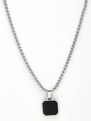 Men silver-plated artificial stone stainless steel pendant with chain 2
