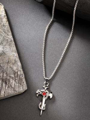 Men silver-plated  stainless steel pendant with chain 1