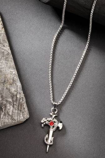 Men silver-plated  stainless steel pendant with chain