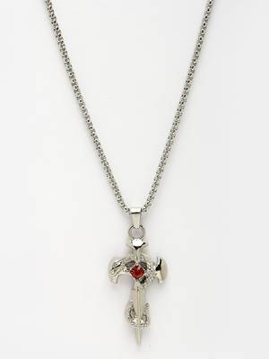 Men silver-plated  stainless steel pendant with chain 2