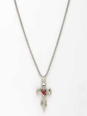 Men silver-plated  stainless steel pendant with chain 3