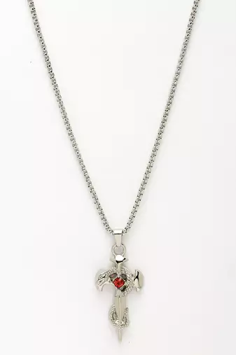 Men silver-plated  stainless steel pendant with chain